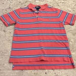 Polo Ralph Lauren Striped Polo Shirt, salmon and blue, boys‎ size 6